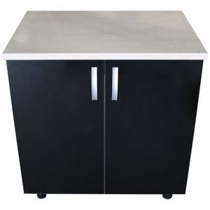 Masca pentru chiuveta cu 2 usi 80 cm Zebra, wenge/Negru lucios, cu blat Travertin, 80 x 85 x 60 cm imagine