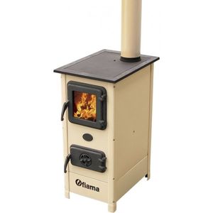Semineu cu plita din fonta Fiama SD HERA, pe lemne, brichete si carbune, putere 7 kW, culoare crem imagine