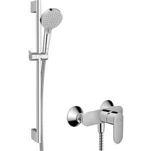 Baterie cada Hansgrohe Vernis Blend cu set de dus Vario EcoSmart cu bara 65cm crom imagine