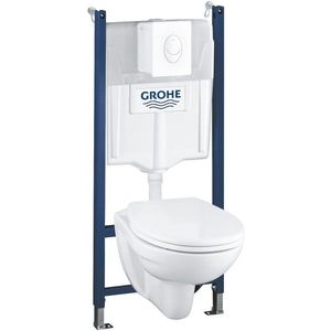 Set complet Grohe Solido Compact 4-in-1 cu vas wc Bau Ceramic capac inchidere lenta rezervor incastrat cu cadru si clapeta Skate Air alb imagine