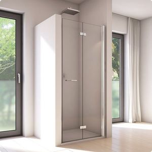 Usa de dus pliabila Ronal (SanSwiss) Solino SOLF1D 80cm orientare dreapta sticla AquaPerle 6mm profil argintiu imagine