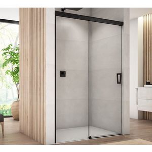 Usa de dus culisanta Ronal (SanSwiss) Cadura CAS2G 140cm orientare stanga sticla AquaPerle 6mm profil negru mat imagine