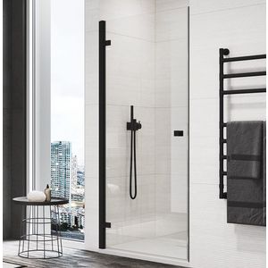 Usa de dus batanta Ronal (SanSwiss) Annea AN1C 80cm orientare stanga sticla AquaPerle 6mm profil negru mat imagine