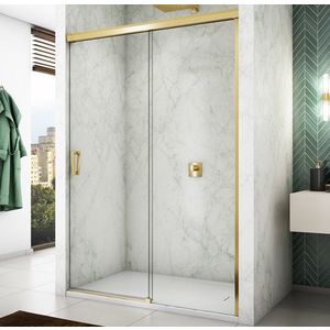 Usa de dus culisanta Ronal (SanSwiss) Cadura CAS2D 140cm orientare dreapta sticla AquaPerle 6mm profil auriu imagine