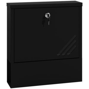 HOMCOM Cutie Poștală de Perete cu Fereastră, Încuietoare și 2 Chei, 30x8, 5x32, 5 cm, Gri Cărbune | Aosom Romania imagine