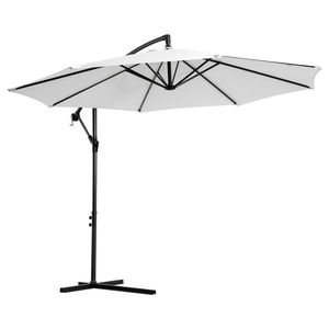 Umbrela pentru Gradina Outsunny Brat cu Manivela, Φ3x2.5m, Alba | Aosom Romania imagine