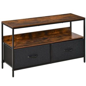 HOMCOM comoda TV stil industrial 98x29x56cm, maro si negru | Aosom Romania imagine