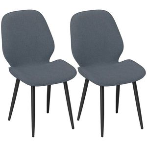 HOMCOM Scaune Tapitate Metalice, Gri Modern | Aosom Romania imagine