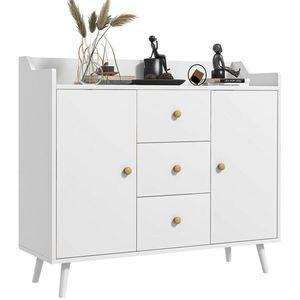 Bufet HOMCOM Alb 90x80 PAL-Pin | Aosom Romania imagine