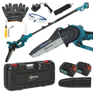 Outsunny Ferăstrău cu Acumulator 2 în 1 cu Tijă Telescopică și Motor Brushless Albastru | Aosom Romania imagine