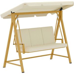 Outsunny Balansoar de Grădină 3 Locuri cu Acoperiș și Perne 195x120x170cm Bej | Aosom Romania imagine