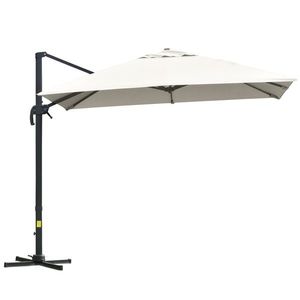 Outsunny umbrelă suspendată înclinabilă cu manivelă și bază în cruce, crem | Aosom Romania imagine