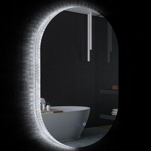 kleankin Oglindă de Perete cu Lumină LED în 3 Culori și Funcție Anti-Aburire, 81x51x4.5 cm, Transparent | Aosom Romania imagine