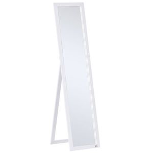 HOMCOM Oglindă Înaltă cu Suport Pliabil din MDF și Sticlă Albă | Aosom Romania imagine