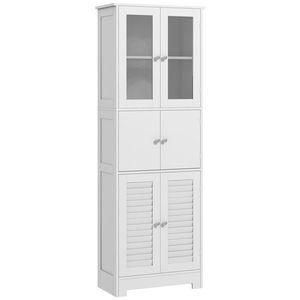 HOMCOM Dulap pentru Baie cu 3 Uși Duble din Lemn 60x30x170.5 cm, Alb | Aosom Romania imagine