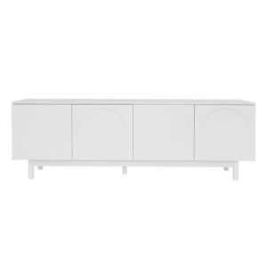 Comodă TV Elegant în Stil Luxos cu Uși Structurate și Rafturi Reglabile, 175x38x56 cm, Alb imagine