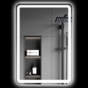 kleankin Oglinda pentru Baie cu Lumini LED, 70x50 cm, Argintiu | Aosom Romania imagine