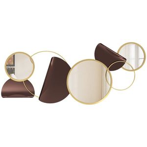 HOMCOM Oglindă Modernă Rotundă de Perete cu Decorațiune 101x41.5 cm, Auriu | Aosom Romania imagine