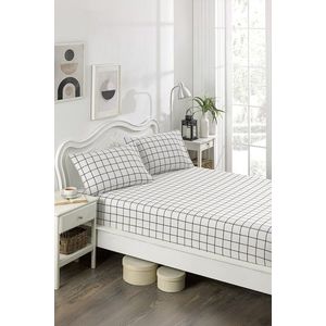 Set de pat dublu (cearceaf cu elastic si perne) 3 piese, Artus - Black, Eponj Home, 65% bumbac/35% poliester imagine