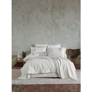 Set cuvertura de pat dubla 3 piese, Noris - Cream, Şaheser, Bumbac imagine