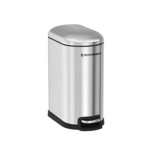 Cos de gunoi cu pedala 10 L, Songmics, Slim, inchidere soft close, 31.5x19x39 cm, inox, argintiu imagine