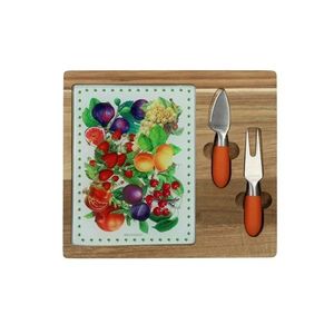 Set servire branzeturi, tocator si cutite, Le Primizie, Brandani, 23x26 cm, lemn de salcam/sticla imagine