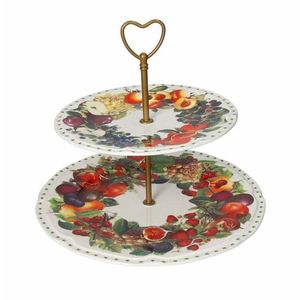 Platou etajat pentru prajituri, Le Primizie Fresh Fruits, Brandani, D27x24 cm, portelan imagine
