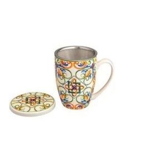 Cana cu infuzor, Medicea Giglio, Brandani, D8x11.5 cm, portelan New Bone China/infuzor inox imagine