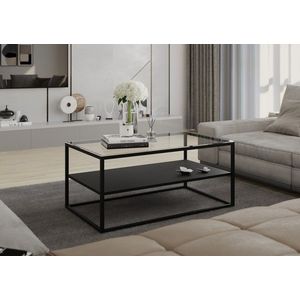Masuta de cafea ELTAP, Stolik Verto, 100x60x45 cm, otel/sticla, negru/transparent imagine