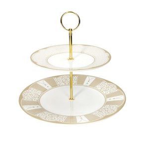 Platou etajat pentru prajituri, Golden Eye, Brandani, D26.5x24 cm, portelan imagine