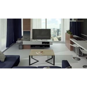 Masuta de cafea ELTAP, Gavino, 90x60x42 cm, otel/PAL, negru/maro imagine