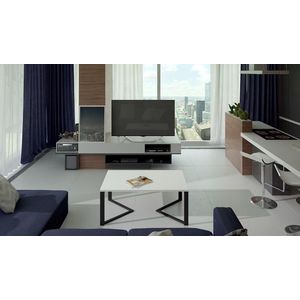 Masuta de cafea ELTAP, Gavino, 90x60x42 cm, otel/PAL, negru/alb imagine