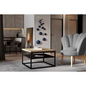 Masuta de cafea ELTAP, Lupe, 75x75x46 cm, otel/PAL, negru/sonoma imagine