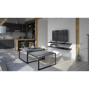 Masuta de cafea ELTAP, Nevio, 69x69x39 cm/ 60x60x34 cm, otel/PAL, negru/gri imagine