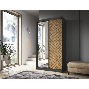 Dulap pentru haine cu oglinda ELTAP, Marrphy II, 120x60x220 cm, MDF/ABS, negru/maro imagine
