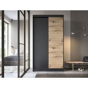 Dulap pentru haine ELTAP, Esville II, 120x60x220 cm, MDF/ABS, negru/stejar imagine