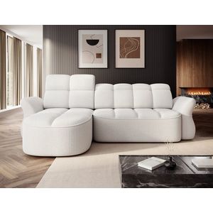 Coltar extensibil stanga 3 locuri ELTAP, Beneth, 301x185x115 cm, lemn/poliester, alb imagine