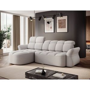 Coltar extensibil stanga 3 locuri ELTAP, Beneth, 301x185x115 cm, lemn/poliester, gri deschis imagine