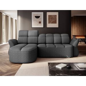 Coltar extensibil stanga 3 locuri ELTAP, Beneth, 301x185x115 cm, lemn/poliester, gri inchis imagine