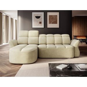 Coltar extensibil stanga 3 locuri ELTAP, Beneth, 301x185x115 cm, lemn/poliester, bej deschis imagine