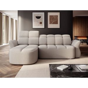 Coltar extensibil stanga 3 locuri ELTAP, Beneth, 301x185x115 cm, lemn/poliester, bej imagine