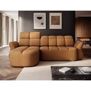 Coltar extensibil stanga 3 locuri ELTAP, Beneth, 301x185x115 cm, lemn/poliester, mustar imagine