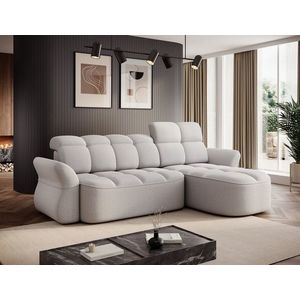 Coltar extensibil dreapta 3 locuri ELTAP, Beneth, 301x185x115 cm, lemn/poliester, gri deschis imagine