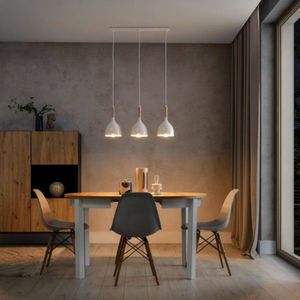 Lustra ELTAP, Woldes, 71x17x110 cm, 3xE27, 15W, otel, alb/natur imagine