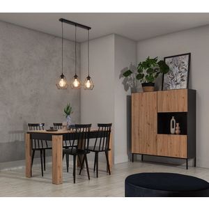 Lustra ELTAP, Benigne, 70x25x110 cm, 3xE27, 15W, otel, negru imagine