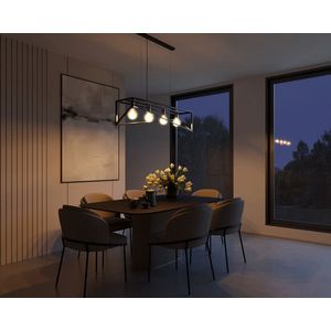 Lustra ELTAP, Eluvies, 100x25x125 cm, 4xE27, 15W, otel, negru/auriu imagine