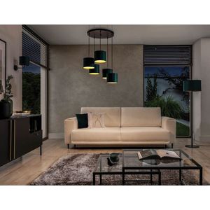 Lustra ELTAP, Vespillo, 58x115 cm, 5xE27, 15W, otel/PVC, verde/auriu imagine