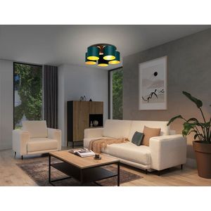 Plafoniera ELTAP, Vespillo, 58x18 cm, 5xE27, 15W, otel/PVC, verde/auriu imagine