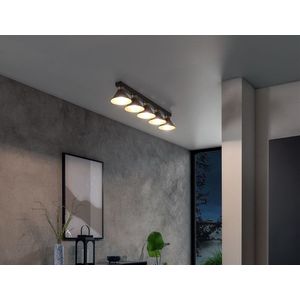 Plafoniera ELTAP, Detmer, 100x17x14 cm, 5xE27, 15W, otel, negru/auriu imagine