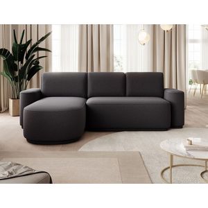 Coltar extensibil stanga 4 locuri ELTAP, Aurumm, 285x180x92 cm, lemn/poliester, gri antracit imagine